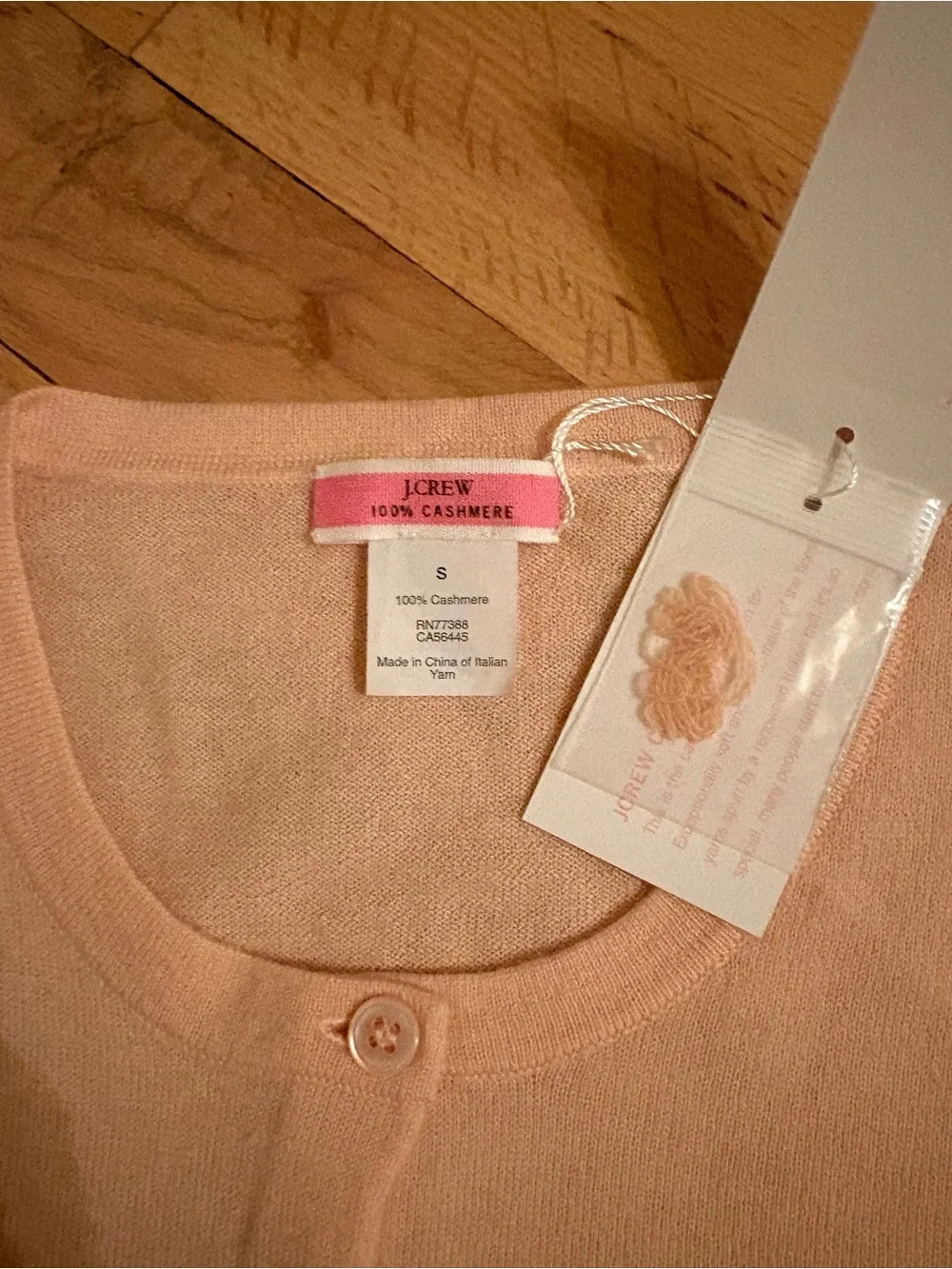 J. Crew Cashmere Peach Crewneck Button Cardigan